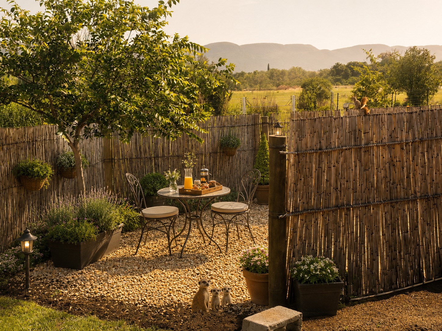 Private garden breakfast at Bossi Lodge